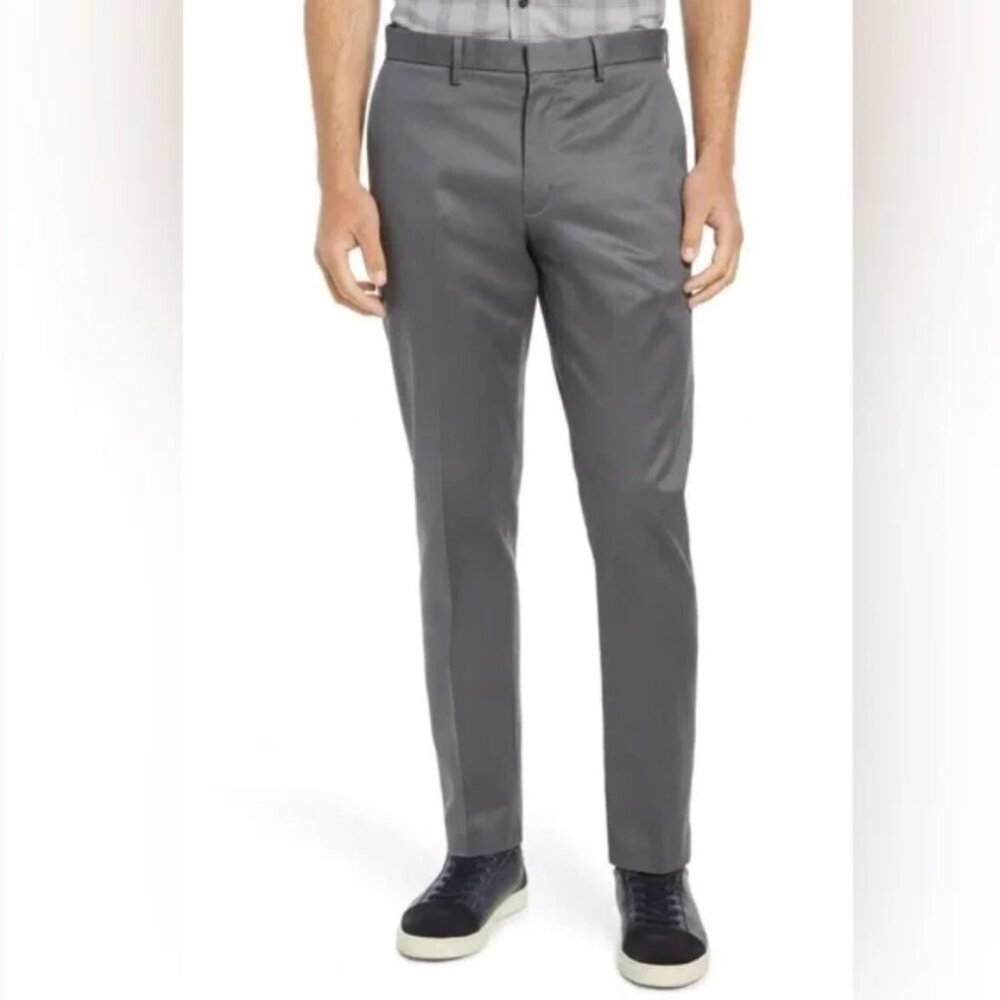 Nordstrom Athletic Fit Flat Front Pants Gray Size 38x32